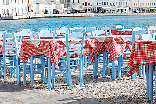 桌子,希腊,海滩