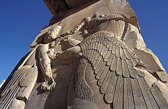 浅浮雕,国王,争斗,大门,宫殿,100,柱子,波斯波利斯,法尔斯,省,伊朗