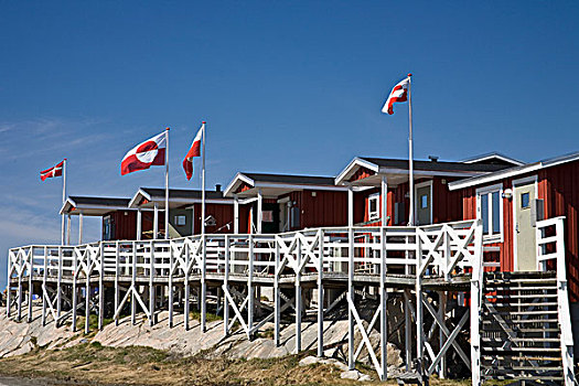 木屋,旗帜,格陵兰