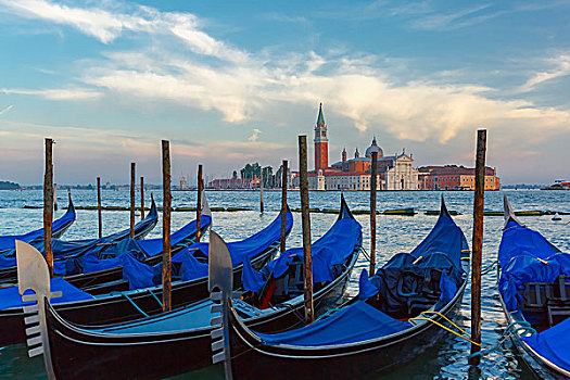 小船,黎明,威尼斯,泻湖,意大利