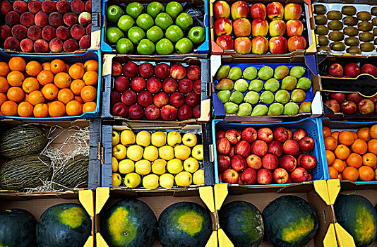 水果,背景,盒子,展示,市场,西班牙