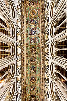 室内,拱顶天花板,伊利大教堂,剑桥郡,英格兰,英国