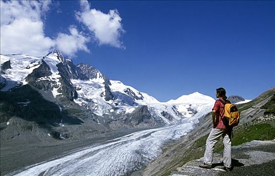 远足者,冰河,上陶恩山国家公园,卡林西亚,奥地利,欧洲