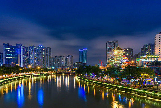 成都,合江亭,九眼廊桥,安顺廊桥,夜景风光,中国画,夜景,风光,成都夜景,成都合江亭,慢门夜景,倒影,城市风光,城市夜景,慢门摄影,慢门,湖泊,河流,城市夜景风光