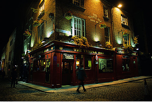 圣殿酒吧,夜晚,都柏林,爱尔兰