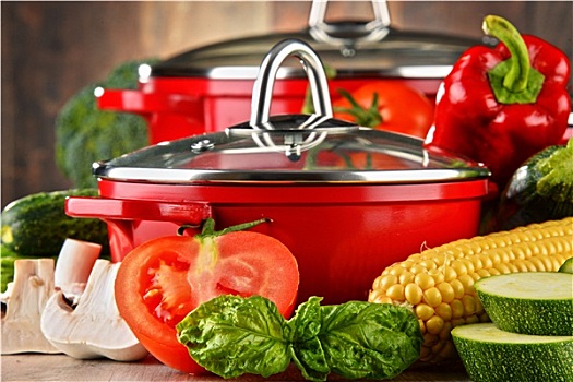构图,红色,钢铁,锅,品种,新鲜,蔬菜