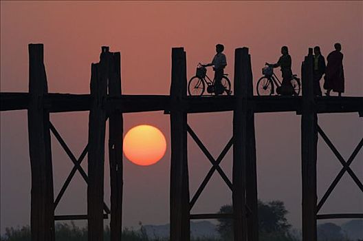 桥,阿马拉布拉,缅甸