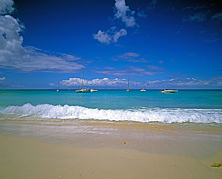 热带沙滩,海洋,帆船,瓜德罗普,法国,西印度群岛