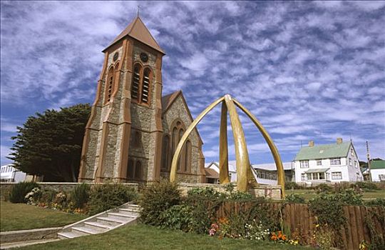拱形,四个,露脊鲸,基督城大教堂,东福克兰,岛屿,福克兰群岛