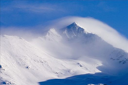 积雪,顶峰,雾,东南阿拉斯加