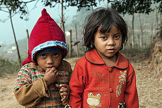尼泊尔人,孩子,女孩,男孩,头像,尼泊尔,亚洲