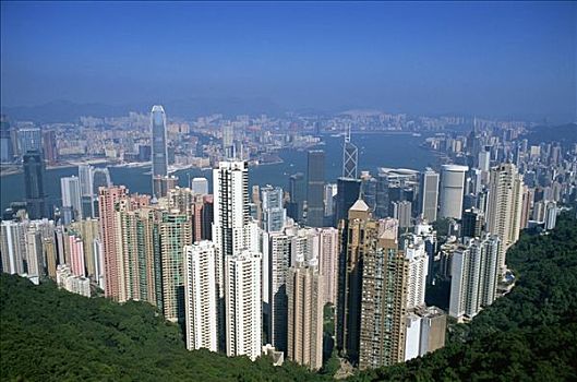 中国,香港,太平山,城市天际线,维多利亚港