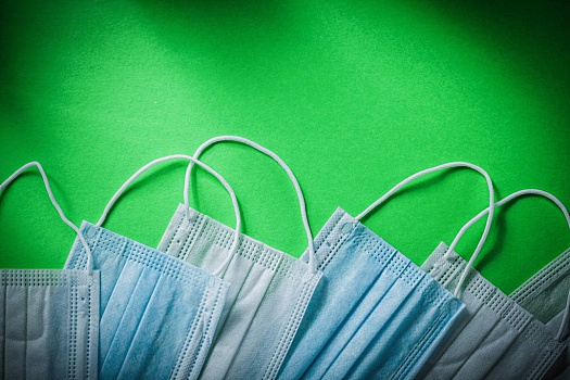 一次性用品,口罩,绿色背景,医疗,概念