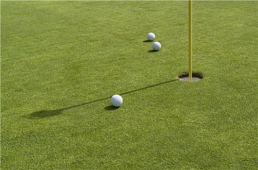 洞,高尔夫球,绿色,背影