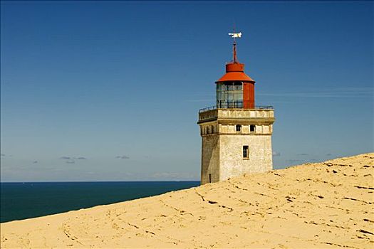 灯塔,掩埋,沙丘,靠近,日德兰半岛,丹麦