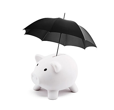 金融,保险,白色,存钱罐,伞