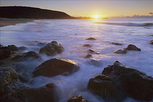 岩石,海岸,日出,石头,国家公园,澳大利亚