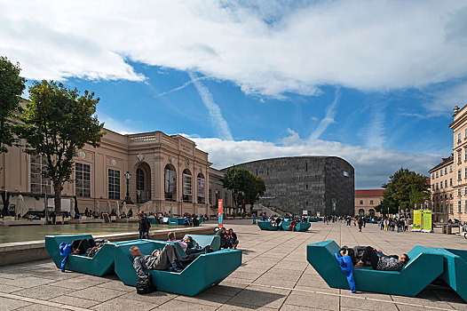座椅,院落,现代艺术博物馆,地基,维也纳,奥地利,欧洲