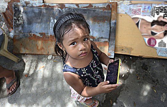 女孩,智能手机,马尼拉,地铁,吕宋岛,菲律宾
