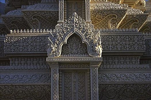 雕刻,墙壁,宫殿,皇宫,金边,柬埔寨