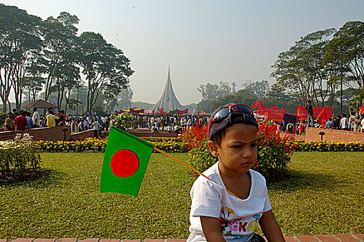 孩子,国家,纪念,塔,周年纪念,光荣,胜利,释放,战争,巴基斯坦,达卡,孟加拉,十二月,2006年