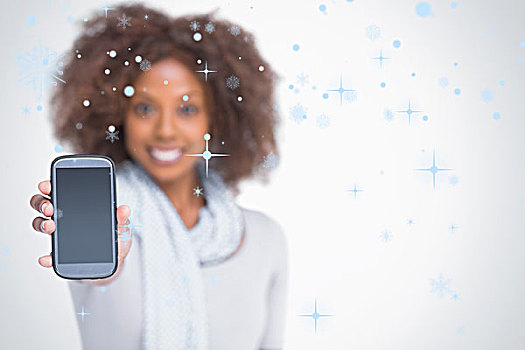 女人,非洲式发型,展示,智能手机
