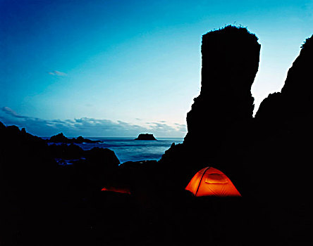 帐篷,岩层,夜晚