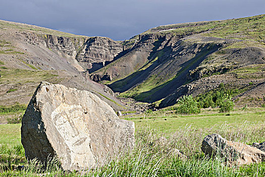 石头,雕塑,峡谷,背影,冰岛,欧洲