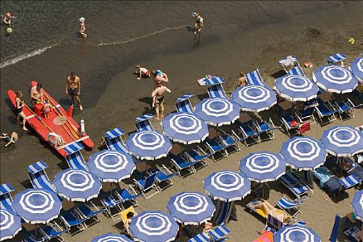 俯拍,游客,海滩,码头,大,卡普里岛,索伦托,那不勒斯省,坎帕尼亚区,意大利