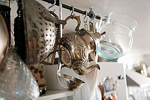 华丽,金属,茶壶,玻璃罐,厨具,悬挂,轨道,悬吊,天花板