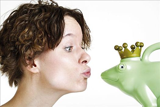 女青年,吻,青蛙,王子