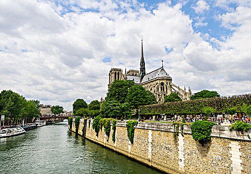 风景,塞纳河,巴黎圣母院,巴黎,法兰西岛,法国,欧洲