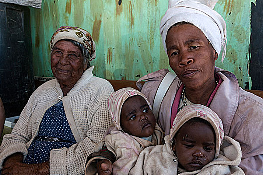 家庭,祖母,母亲,孩子,靠近,纳米比亚,非洲