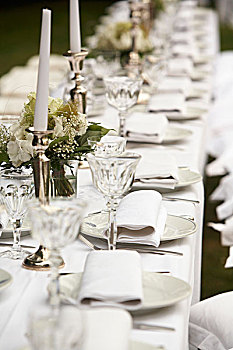 白色,婚宴,桌子