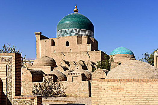 陵墓,两个,圆顶,历史,中心,世界遗产,希瓦,乌兹别克斯坦,亚洲