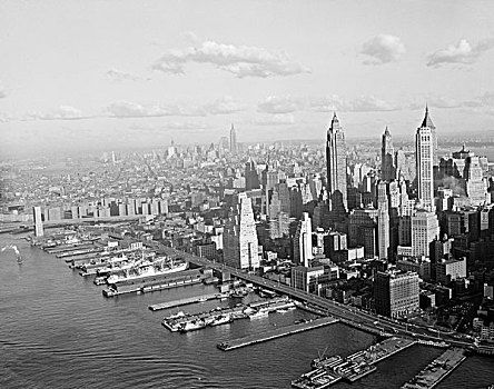 美国,纽约,航拍,下曼哈顿,东河,码头