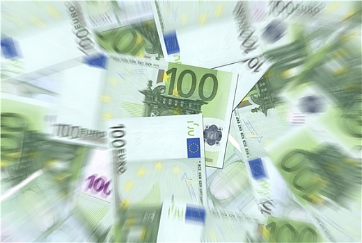 100欧元,钞票,纹理,放射状,模糊