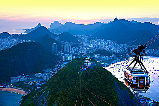 巴西,里约热内卢,缆车,甜面包山