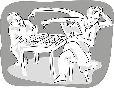 两个男人,玩,下棋