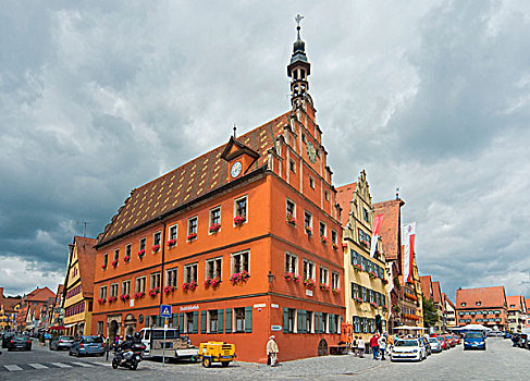 旅店,房子,历史,地区,丁克尔斯比尔,浪漫大道,弗兰克尼亚,巴伐利亚,德国,欧洲