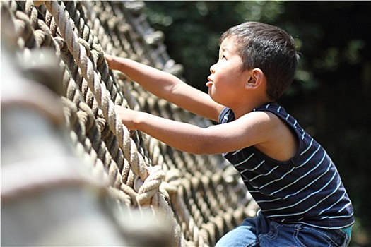 日本人,男孩,玩,绳梯,3岁
