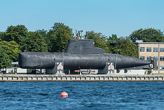 潜水艇,军事,户外,博物馆,内港,岛屿,哥本哈根,丹麦,欧洲