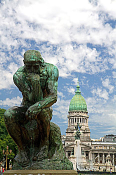 思想者,雕塑,正面,阿根廷,国会大厦,布宜诺斯艾利斯