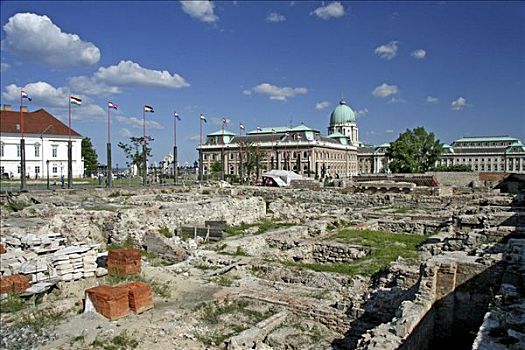 罗马,发掘地,城堡区,正面,城堡,布达佩斯,匈牙利,欧洲