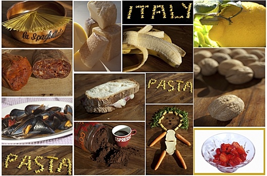 意大利食物,照片,抽象拼贴画