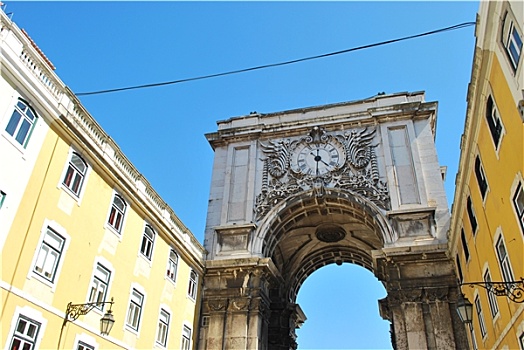 拱形,穿过,街道,商业,广场,里斯本,葡萄牙