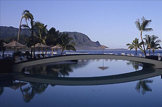 夏威夷,考艾岛,普林斯维尔,喜来登酒店,胜地,反射,水池,巴厘海,远景