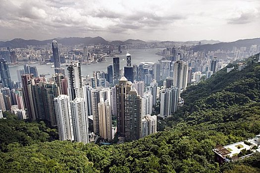 俯视,城市,香港,中国