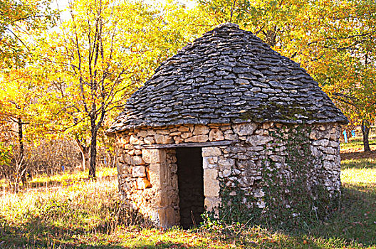 小屋,石头,堆放,一个,法国