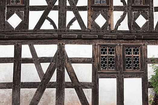老,房子,正面,半木结构,墙壁,17世纪,德国,欧洲